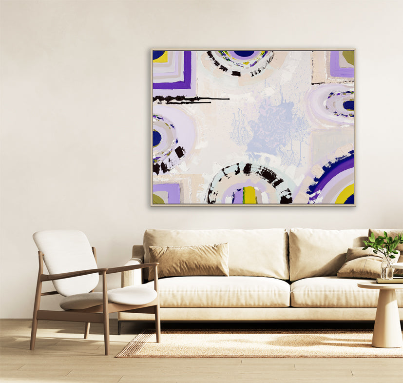 Red Hill Lavender Farm print by Ani Ipradjian – abstract Australian landscape art inspired by Mornington Peninsula’s lavender fields, featuring soft purples and earthy tones, ideal for collectors and nature lovers worldwide.