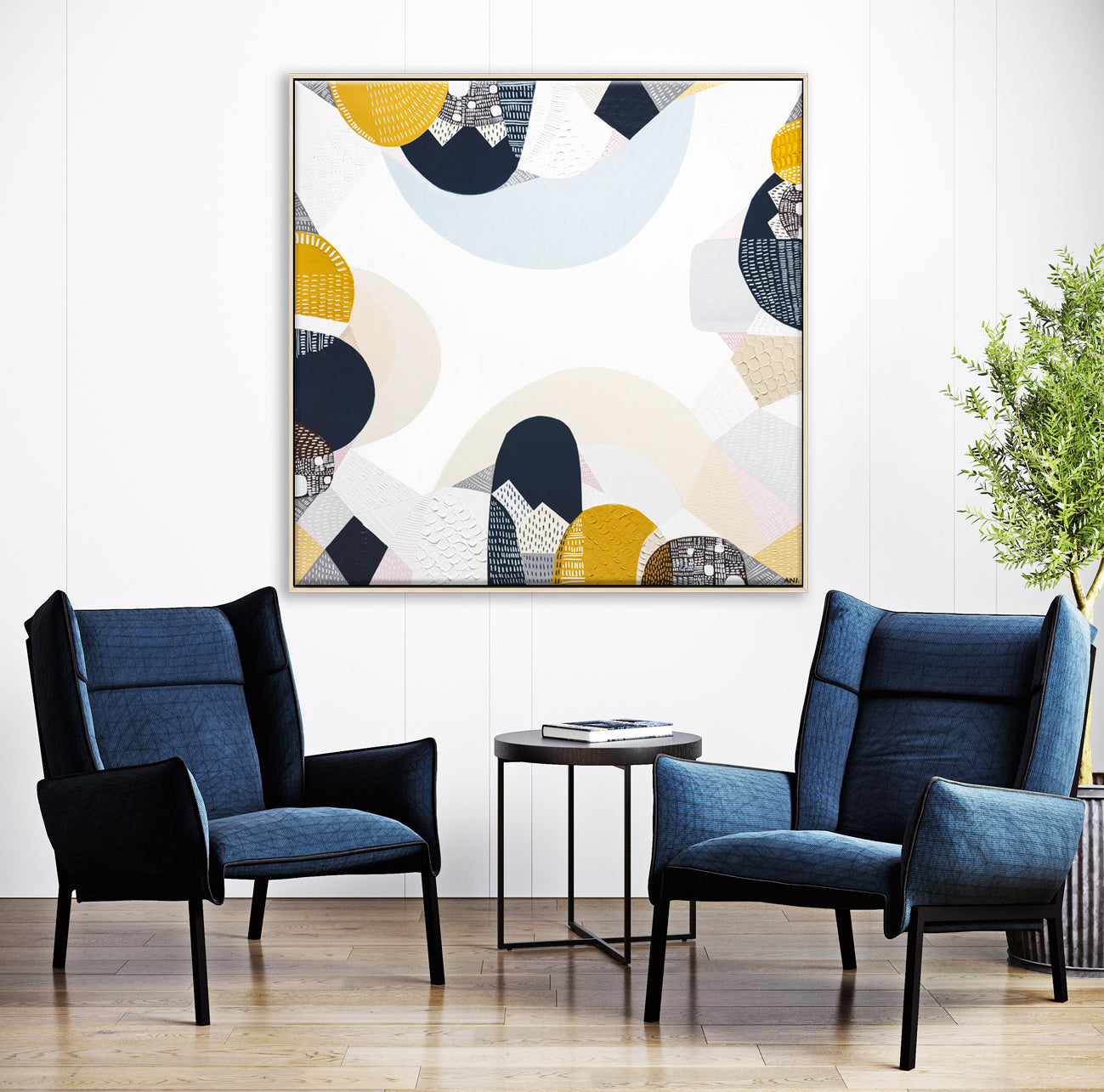 Blue Mountains Tour painting and Print by Australian artist Ani Ipradjian – abstract landscape wall art inspired by Sydney’s Blue Mountains, Echo Point, and the Three Sisters. Featuring eucalyptus blues, earthy tones, and textured layers, this artwork is perfect for nature lovers, art collectors, and interior designers worldwide. Contemporary Australian art with free shipping Australia-wide and international delivery available.