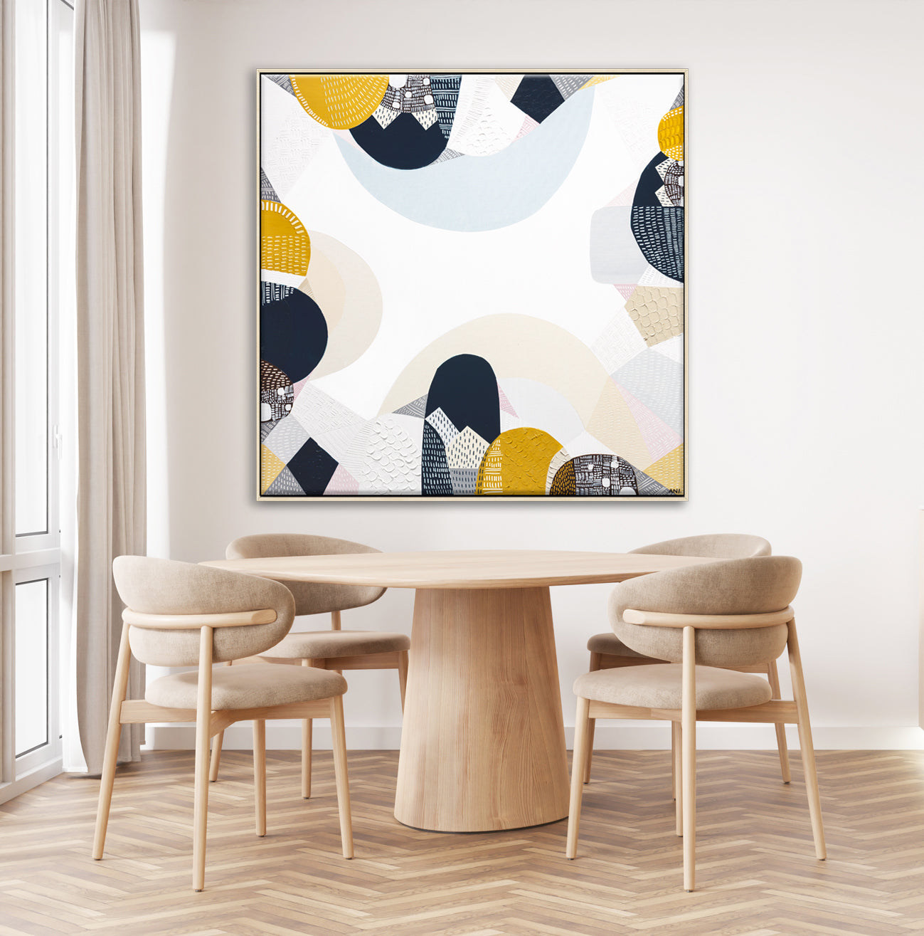 Blue Mountains Tour painting and Print by Australian artist Ani Ipradjian – abstract landscape wall art inspired by Sydney’s Blue Mountains, Echo Point, and the Three Sisters. Featuring eucalyptus blues, earthy tones, and textured layers, this artwork is perfect for nature lovers, art collectors, and interior designers worldwide. Contemporary Australian art with free shipping Australia-wide and international delivery available.