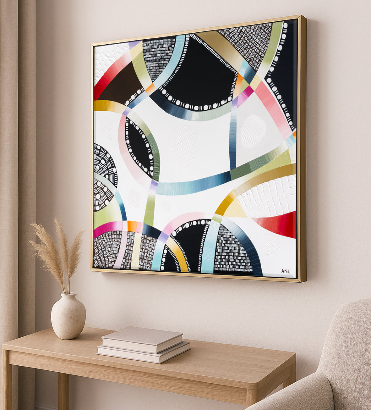 Snow-Capped Memories abstract painting by Australian artist Ani Ipradjian, inspired by Mt Buller, Mt Hotham, Falls Creek, and the Snowy Mountains. Features cool winter tones and textured layers, perfect for art collectors, ski lovers, and nature-inspired interiors in Australia and worldwide.