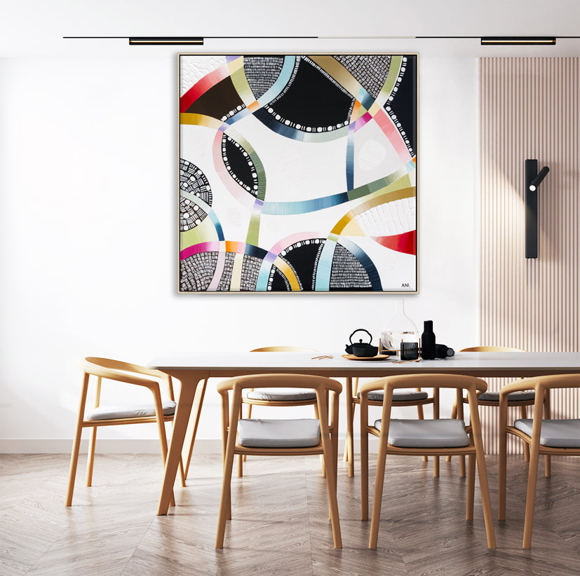 Snow-Capped Memories abstract painting by Australian artist Ani Ipradjian, inspired by Mt Buller, Mt Hotham, Falls Creek, and the Snowy Mountains. Features cool winter tones and textured layers, perfect for art collectors, ski lovers, and nature-inspired interiors in Australia and worldwide.