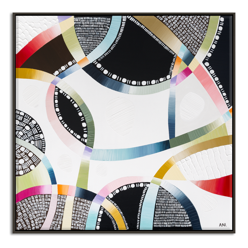 Snow-Capped Memories abstract painting by Australian artist Ani Ipradjian, inspired by Mt Buller, Mt Hotham, Falls Creek, and the Snowy Mountains. Features cool winter tones and textured layers, perfect for art collectors, ski lovers, and nature-inspired interiors in Australia and worldwide.