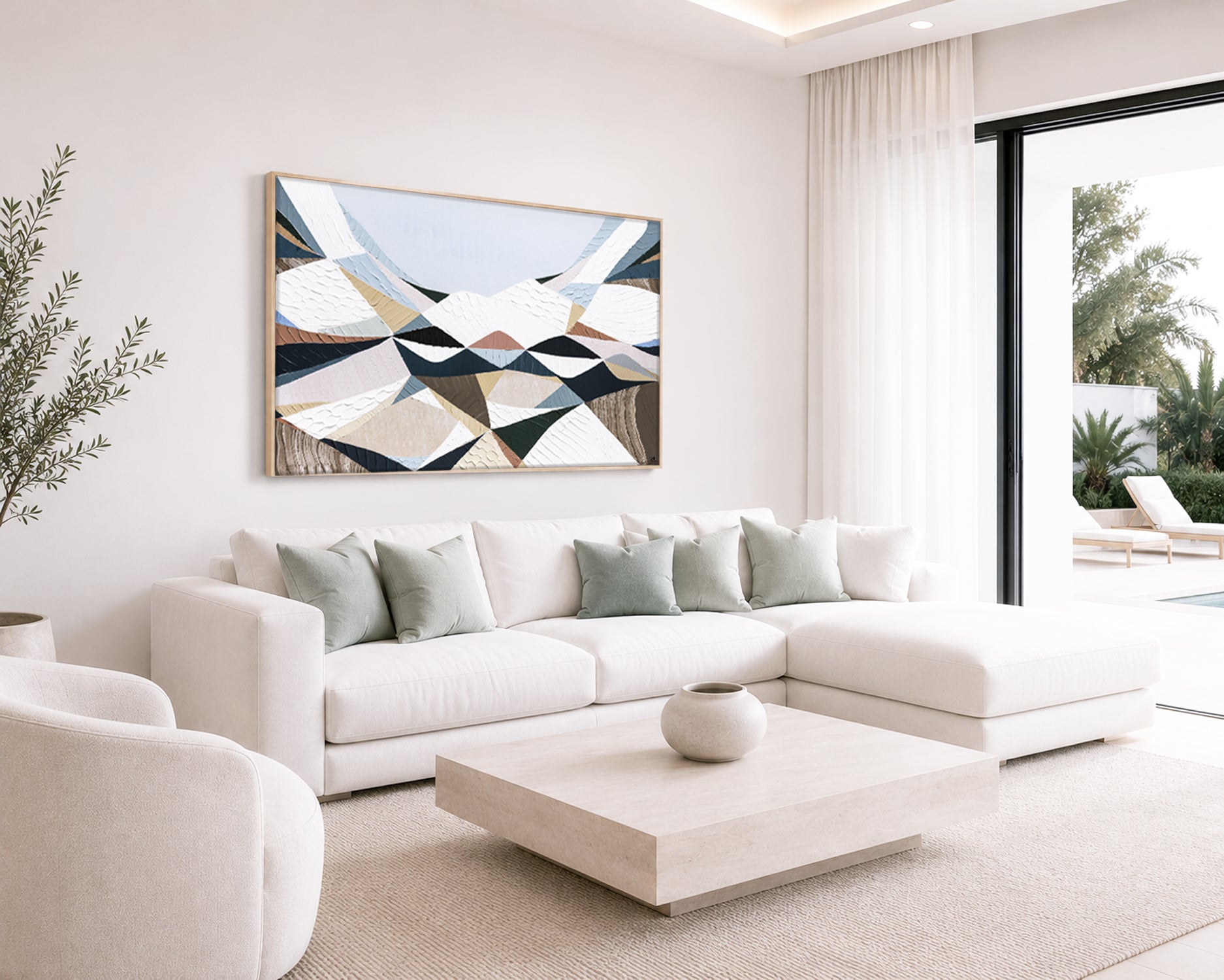 The Great Divide by Ani Ipradjian, Melbourne-based Australian artist, contemporary Australian abstract mountain landscape artwork inspired by the Great Dividing Range. Original textured acrylic and mixed media painting and fine art print featuring earthy browns, sage greens, and layered natural textures that celebrate Australia's iconic mountain ranges and native bushland. Luxury Australian wall art for modern, contemporary, coastal, and designer interiors, perfect for living rooms, dining rooms, offices, h