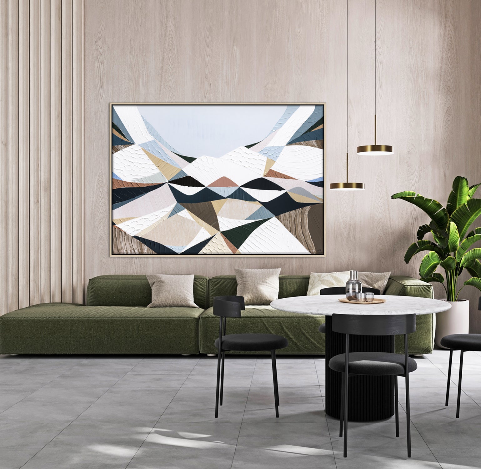 The Great Divide by Ani Ipradjian, Melbourne-based Australian artist, contemporary Australian abstract mountain landscape artwork inspired by the Great Dividing Range. Original textured acrylic and mixed media painting and fine art print featuring earthy browns, sage greens, and layered natural textures that celebrate Australia's iconic mountain ranges and native bushland. Luxury Australian wall art for modern, contemporary, coastal, and designer interiors, perfect for living rooms, dining rooms, offices, h