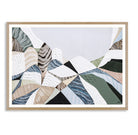 Three Sisters Blue Mountains abstract landscape print showcasing iconic sandstone cliffs in Katoomba NSW Australia, modern Australian wall art with earthy colours, textured design, and scenic mountain landscape for home or office decor