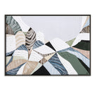 Three Sisters Blue Mountains original abstract landscape painting featuring iconic sandstone rock formation at Echo Point Katoomba Australia, textured contemporary Australian artwork with earthy tones, layered brushstrokes, and dramatic mountain scenery