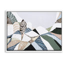 Three Sisters Blue Mountains original abstract landscape painting featuring iconic sandstone rock formation at Echo Point Katoomba Australia, textured contemporary Australian artwork with earthy tones, layered brushstrokes, and dramatic mountain scenery
