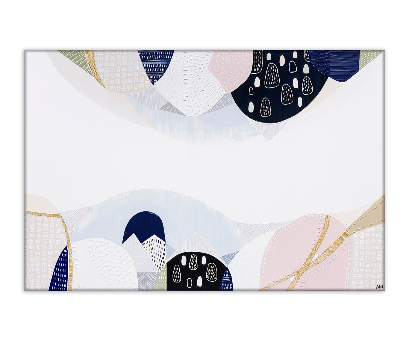 Abstract cityscape print inspired by Melbourne's urban structure, featuring layered textures, natural tones, and references to historic bluestone architecture from the 1850s. Captures the balance of nature and city life in modern Australian design.