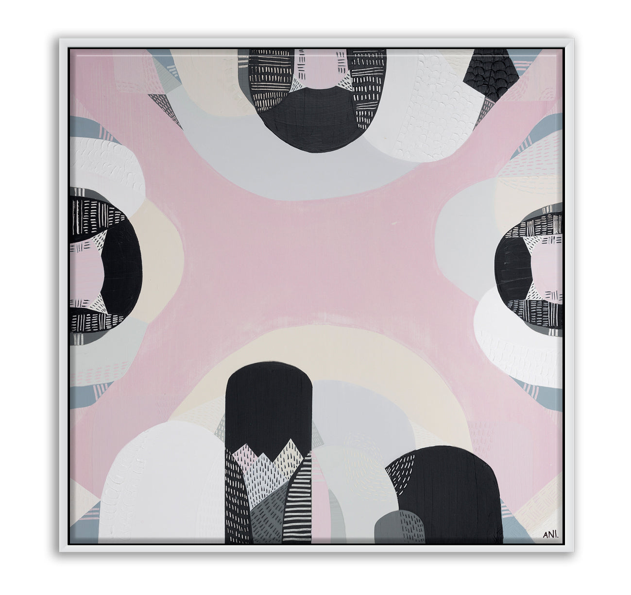 "Westgate Park Salt Lake art print by Ani Ipradjian. Abstract Australian landscape inspired by Melbourne’s pink salt lake beneath the West Gate Bridge. Perfect for collectors of bold, urban nature-inspired prints."