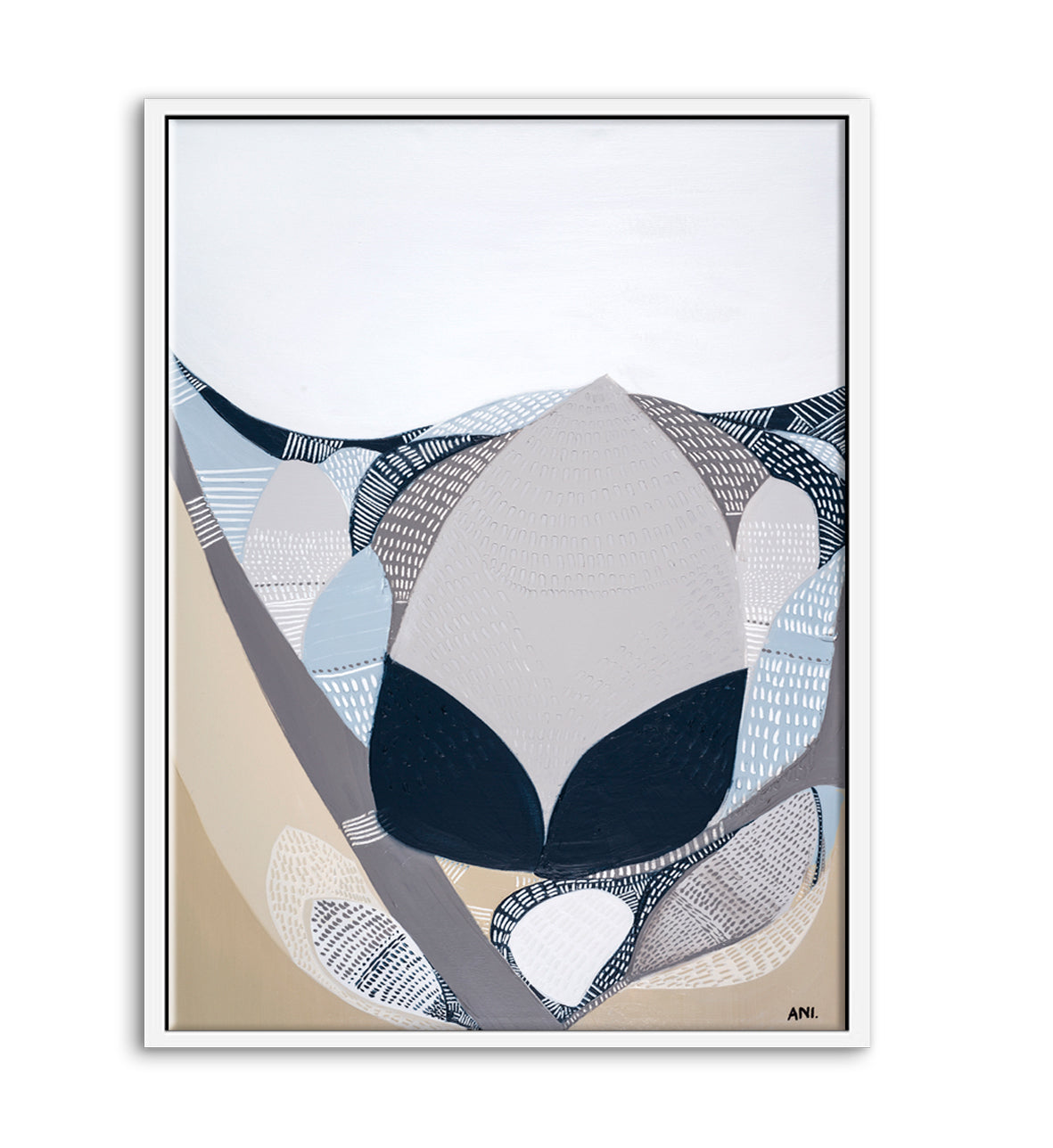 Protea in the Night – abstract floral art print by Ani Ipradjian featuring a blooming Protea flower, symbolising strength, transformation, and beauty in dark moody tones. Perfect for global art collectors and botanical art lovers.