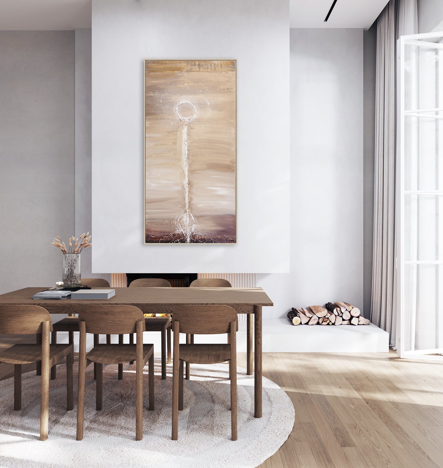 Wish – Original abstract painting by Australian artist Ani Ipradjian, inspired by childhood memories and the symbolic beauty of dandelion seeds floating through the air with hope and intention.