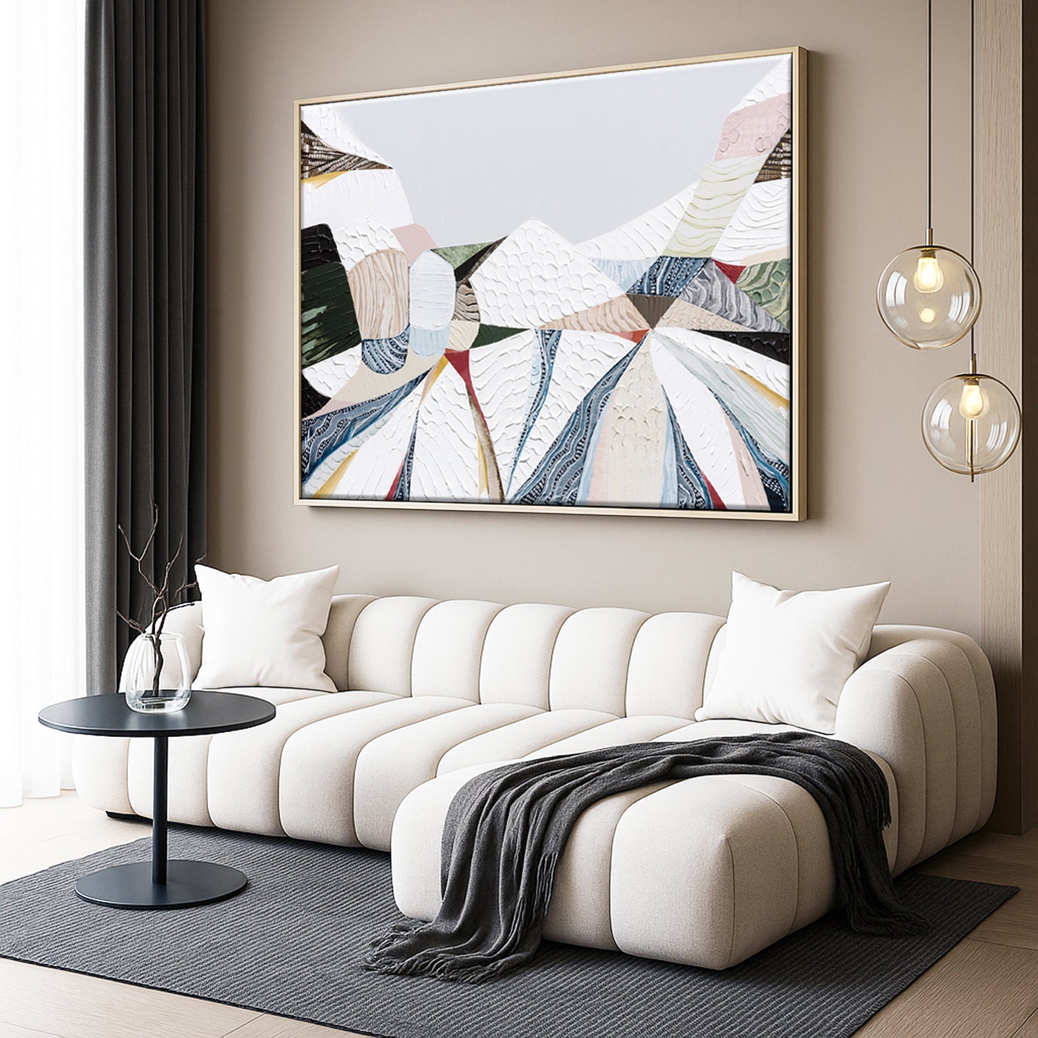 Australian Alps abstract mountain landscape painting by Melbourne artist Ani Ipradjian, inspired by Mount Kosciuszko and alpine ski regions like Mt Buller, Mt Hotham and Falls Creek, featuring textured layers, earthy tones and winter hues, contemporary Australian art for collectors and interiors worldwide