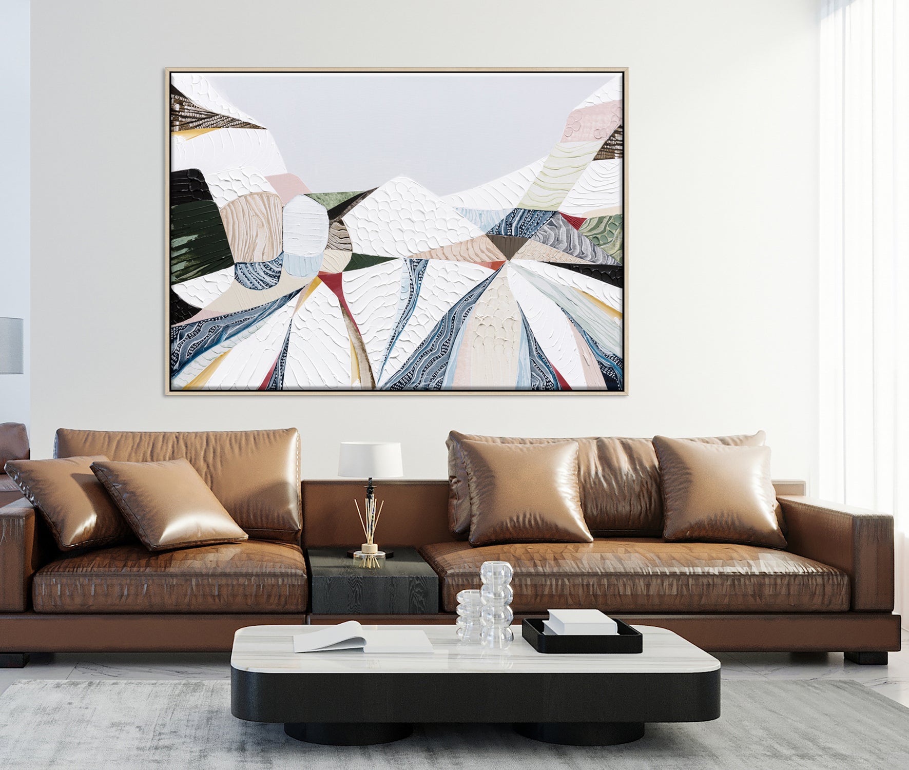 Australian Alps abstract mountain landscape painting by Melbourne artist Ani Ipradjian, inspired by Mount Kosciuszko and alpine ski regions like Mt Buller, Mt Hotham and Falls Creek, featuring textured layers, earthy tones and winter hues, contemporary Australian art for collectors and interiors worldwide
