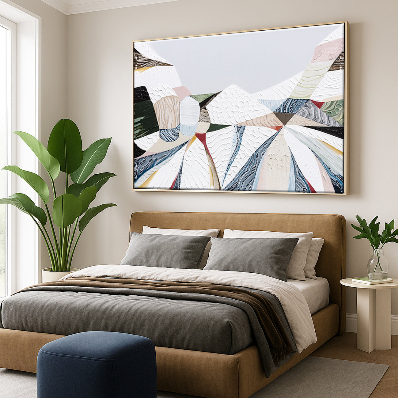 Australian Alps abstract mountain landscape painting by Melbourne artist Ani Ipradjian, inspired by Mount Kosciuszko and alpine ski regions like Mt Buller, Mt Hotham and Falls Creek, featuring textured layers, earthy tones and winter hues, contemporary Australian art for collectors and interiors worldwide