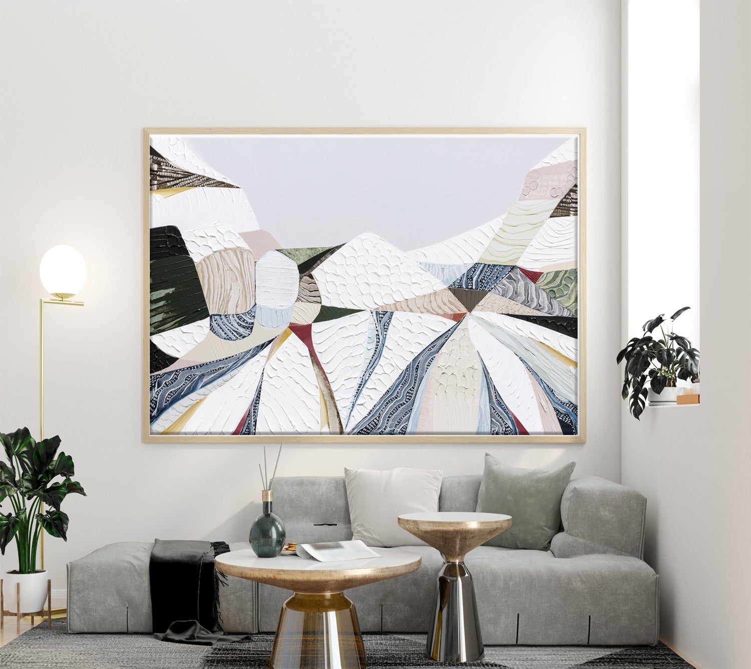 Australian Alps abstract mountain landscape painting by Melbourne artist Ani Ipradjian, inspired by Mount Kosciuszko and alpine ski regions like Mt Buller, Mt Hotham and Falls Creek, featuring textured layers, earthy tones and winter hues, contemporary Australian art for collectors and interiors worldwide