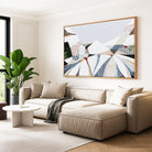 Australian Alps abstract mountain landscape painting by Melbourne artist Ani Ipradjian, inspired by Mount Kosciuszko and alpine ski regions like Mt Buller, Mt Hotham and Falls Creek, featuring textured layers, earthy tones and winter hues, contemporary Australian art for collectors and interiors worldwide