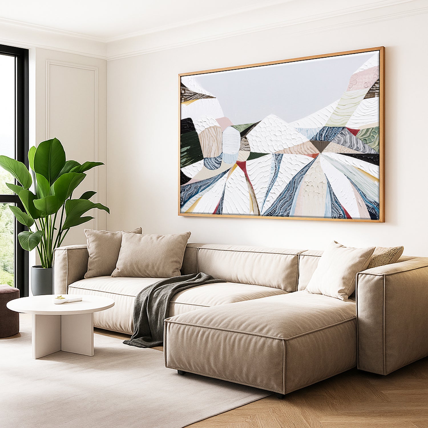 Australian Alps abstract mountain landscape painting by Melbourne artist Ani Ipradjian, inspired by Mount Kosciuszko and alpine ski regions like Mt Buller, Mt Hotham and Falls Creek, featuring textured layers, earthy tones and winter hues, contemporary Australian art for collectors and interiors worldwide