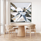 Great Dividing Plateau 14 Australian abstract mountain landscape painting and art print by Melbourne-based, Australian-based artist Ani Ipradjian, inspired by the Great Dividing Range, featuring earthy browns, sage greens, rich textures and native Australian bushland.