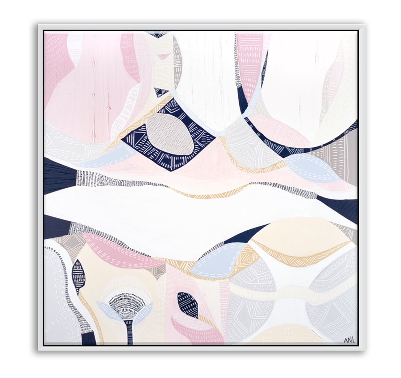 "Pink Lake Essence 2 print by Australian artist Ani Ipradjian – abstract art inspired by Pink Lake in Esperance, Western Australia. Features vivid pink and ocean blue tones. Ideal for coastal decor, landscape art collectors, and international art lovers."