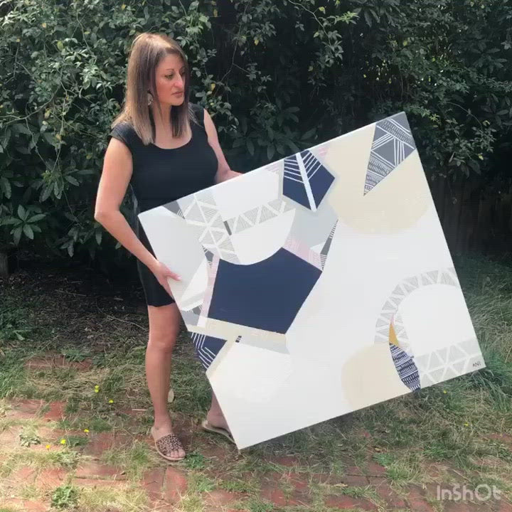 "Melbourne Star" – Original abstract painting by Australian artist Ani Ipradjian, inspired by the iconic Ferris wheel in Docklands, Melbourne, featuring glowing urban textures and forms.