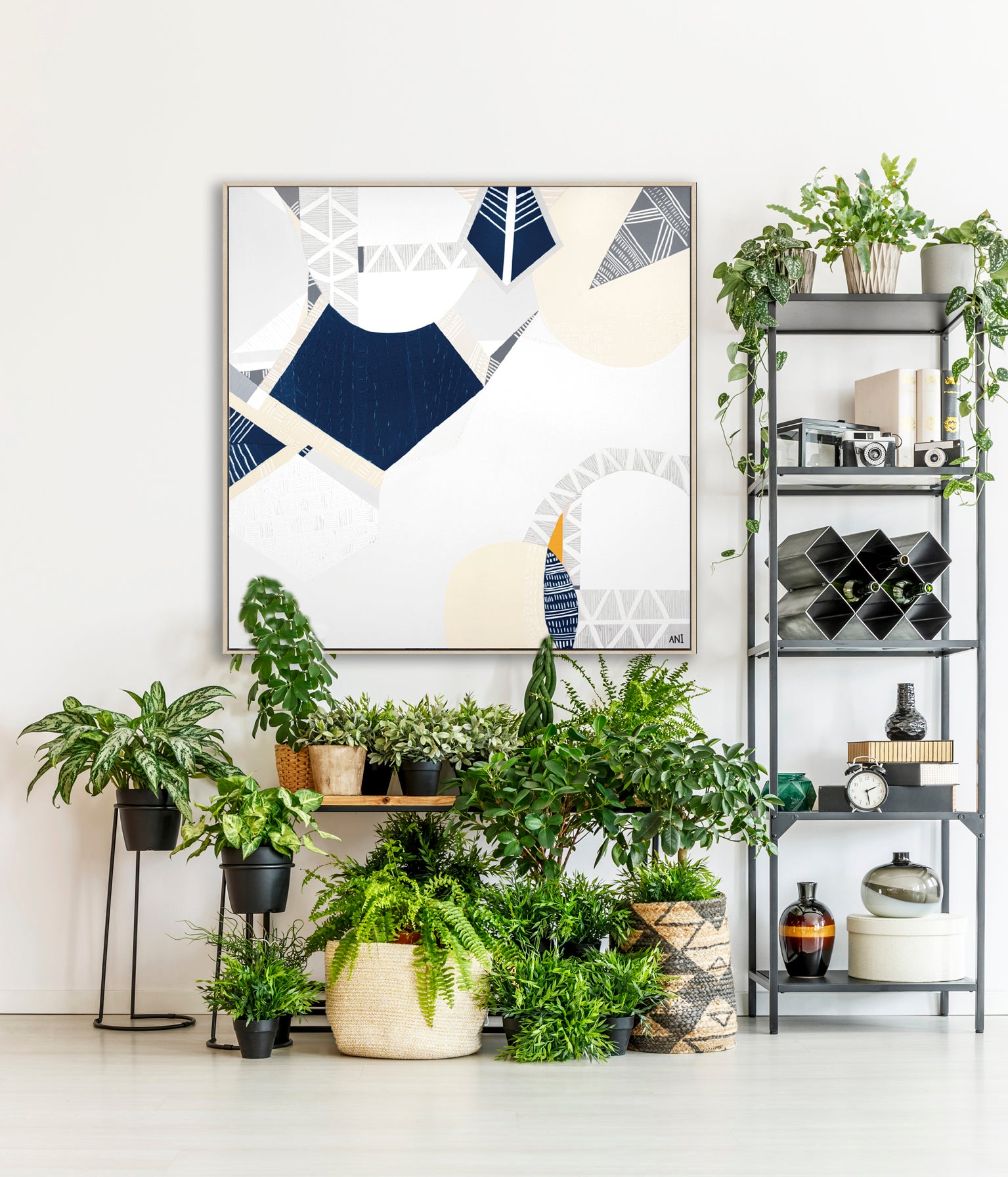 "Melbourne Star" – Original abstract painting by Australian artist Ani Ipradjian, inspired by the iconic Ferris wheel in Docklands, Melbourne, featuring glowing urban textures and forms.
