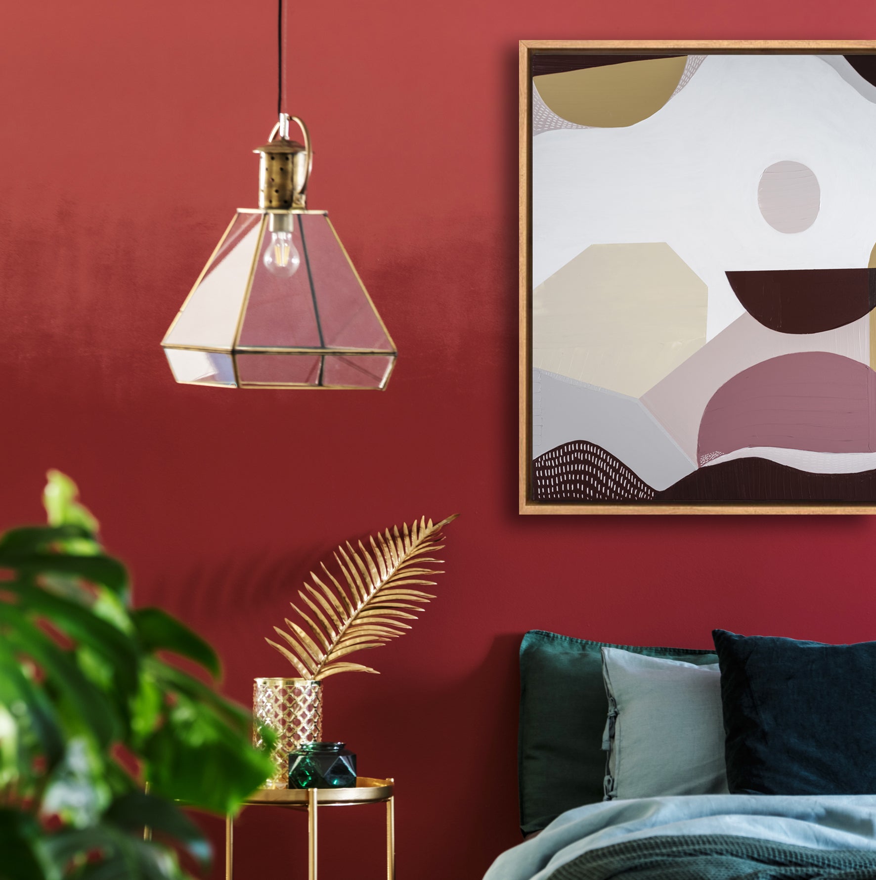 "Mookaite Jasper 1" – Original abstract painting by Australian artist Ani Ipradjian, inspired by the healing energy of Mookaite stone, featuring vibrant red and yellow tones with grounding spiritual symbolism.