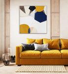"Outback Australia Love 1" – Original abstract landscape painting by Australian artist Ani Ipradjian, inspired by Australia’s outback terrain and train journeys, featuring mustard tones and ocean blues.