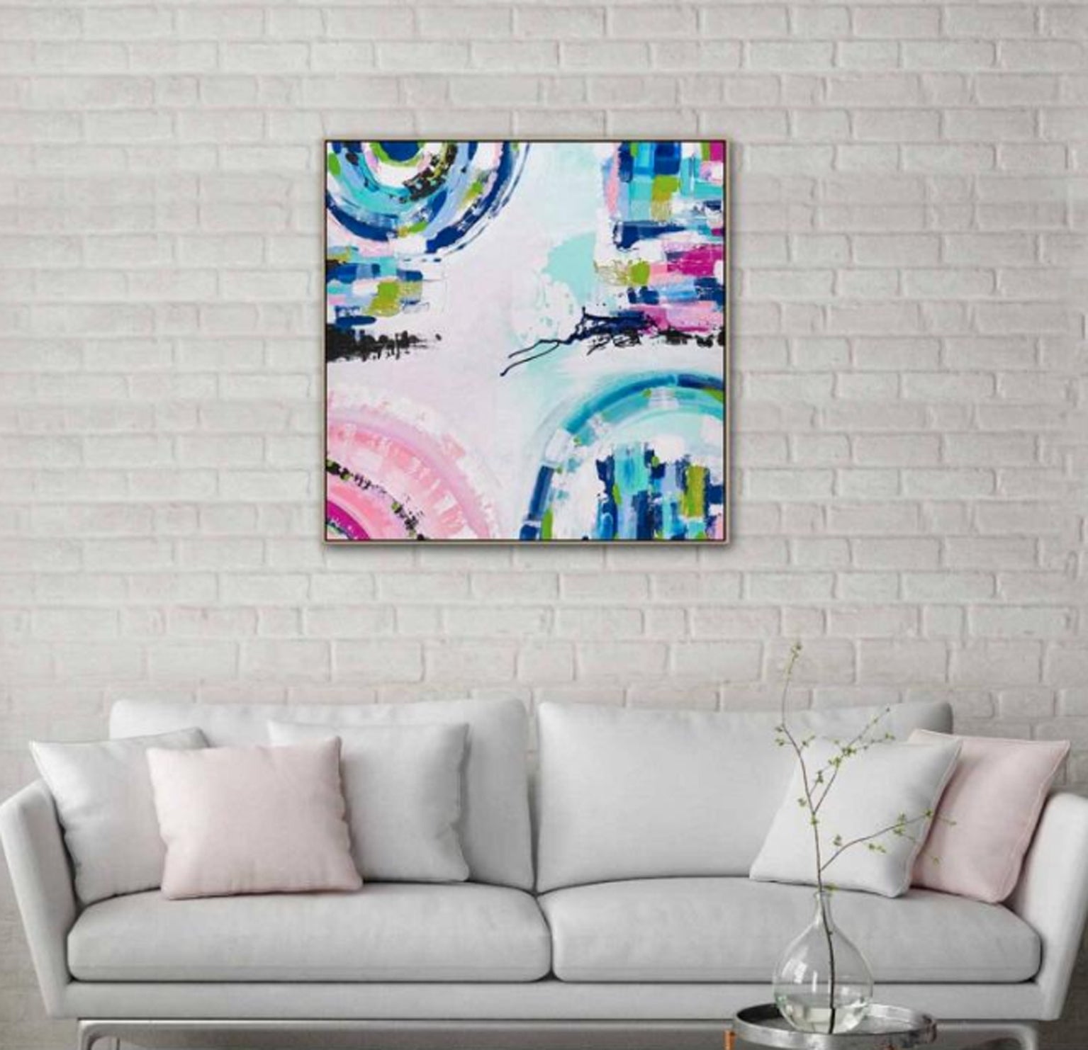 Original abstract painting titled "Port Melbourne Spirit" by Australian artist Ani Ipradjian, depicting the vibrant transition of Melbourne's cityscape to its coastal edge, with dynamic forms and earthy tones capturing the essence of Port Melbourne from dawn to dusk.