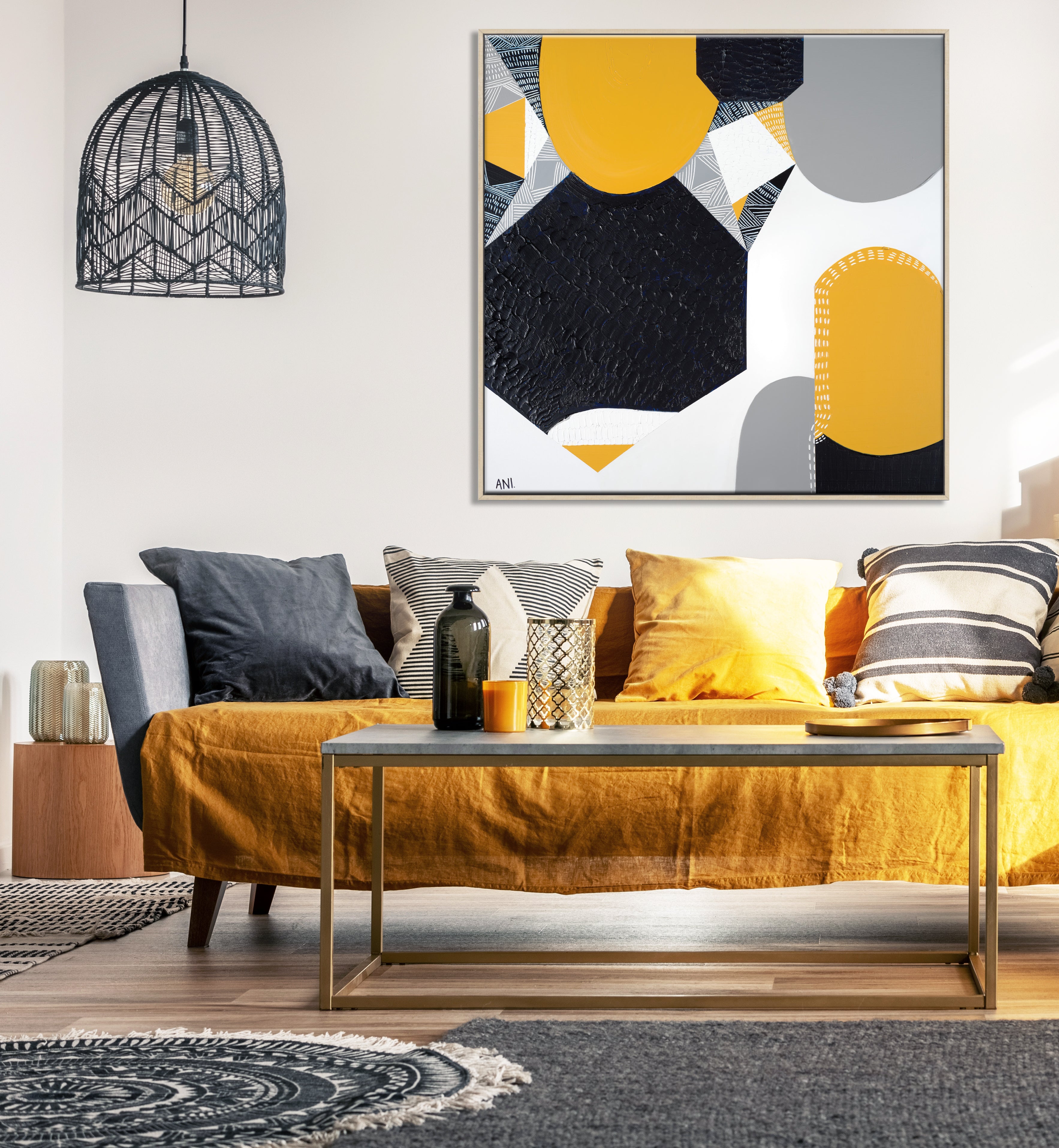 Sunburnt Country 1" – Original Australian landscape painting by Ani Ipradjian, featured on House Rules 2020, capturing the warmth of Australia's climate and sunlit landscapes in rich textured tones.
