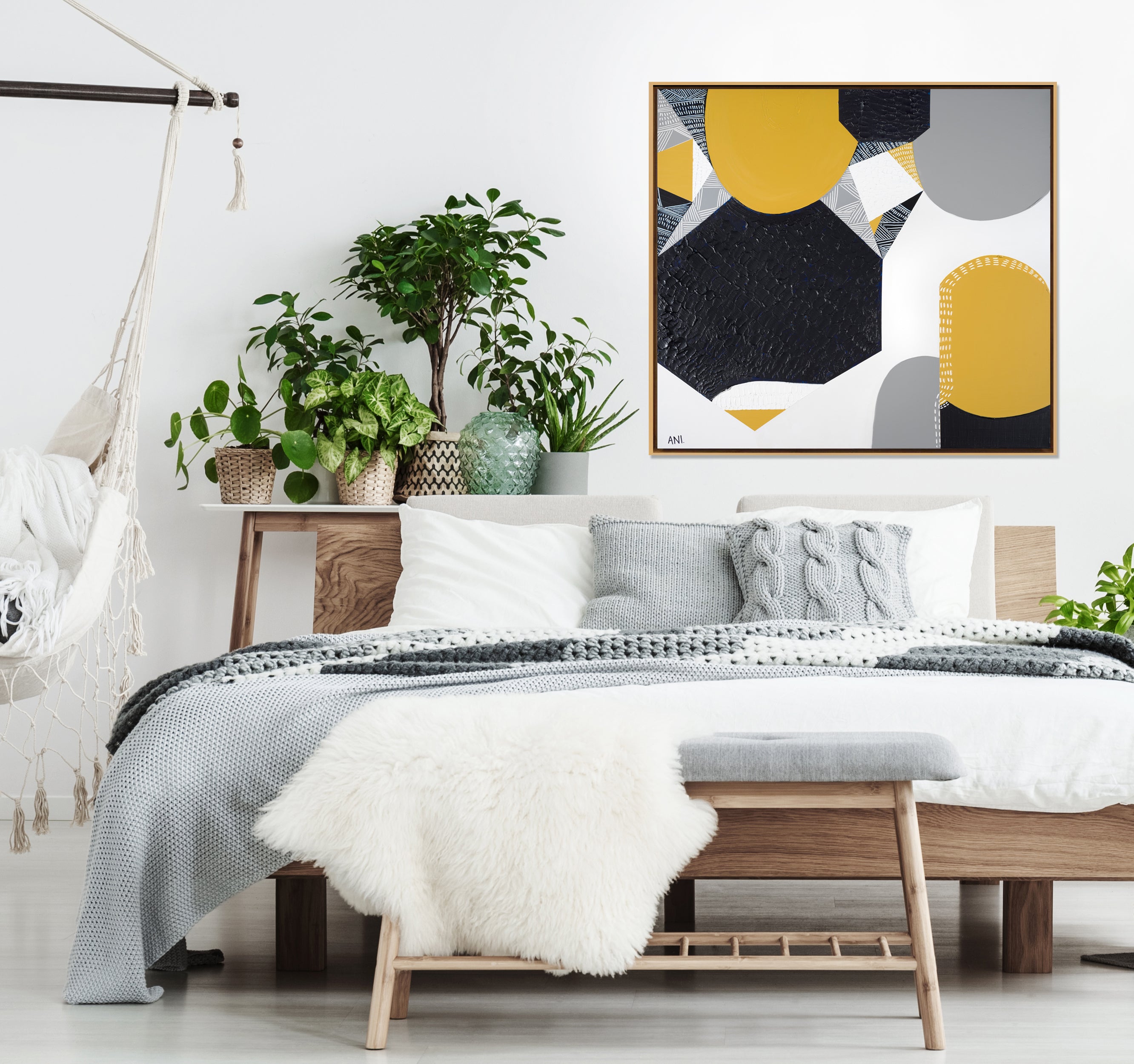 Sunburnt Country 1" – Original Australian landscape painting by Ani Ipradjian, featured on House Rules 2020, capturing the warmth of Australia's climate and sunlit landscapes in rich textured tones.
