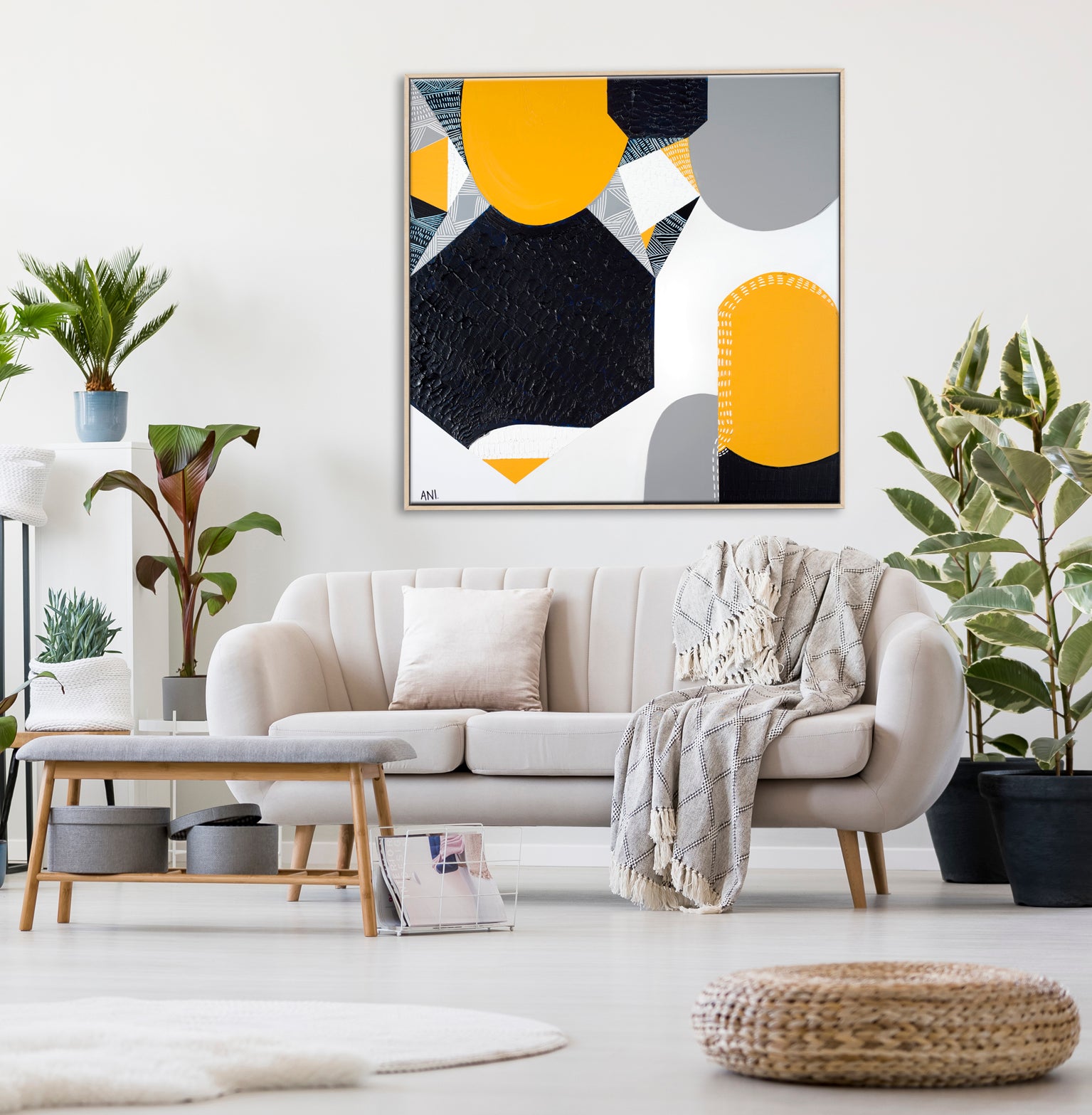 Sunburnt Country 1" – Original Australian landscape painting by Ani Ipradjian, featured on House Rules 2020, capturing the warmth of Australia's climate and sunlit landscapes in rich textured tones.