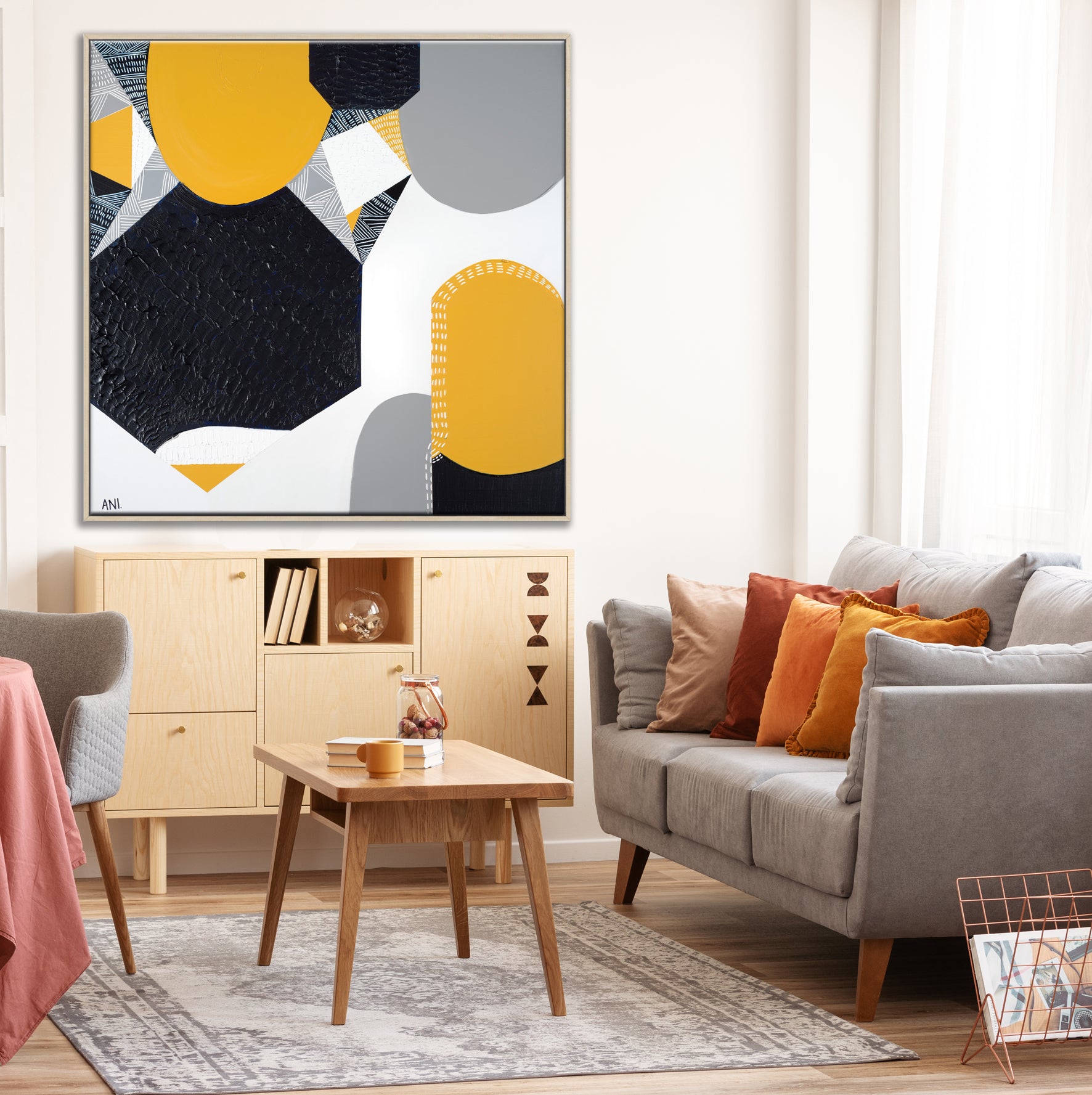 Sunburnt Country 1" – Original Australian landscape painting by Ani Ipradjian, featured on House Rules 2020, capturing the warmth of Australia's climate and sunlit landscapes in rich textured tones.s