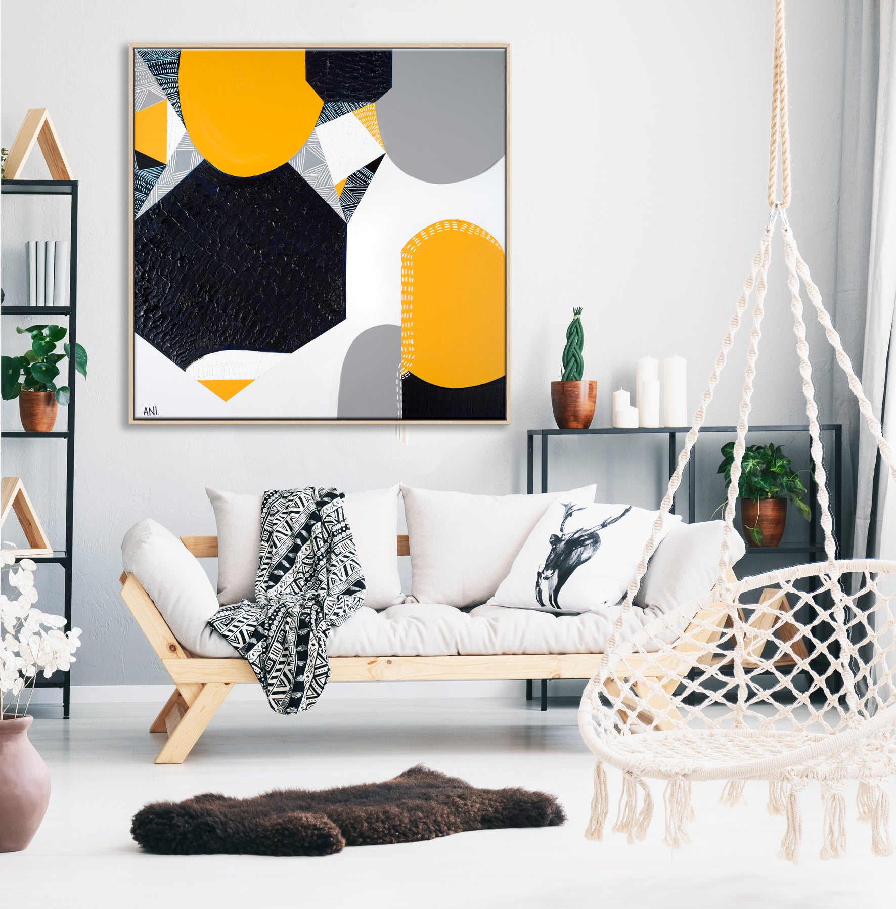 Sunburnt Country 1" – Original Australian landscape painting by Ani Ipradjian, featured on House Rules 2020, capturing the warmth of Australia's climate and sunlit landscapes in rich textured tones.