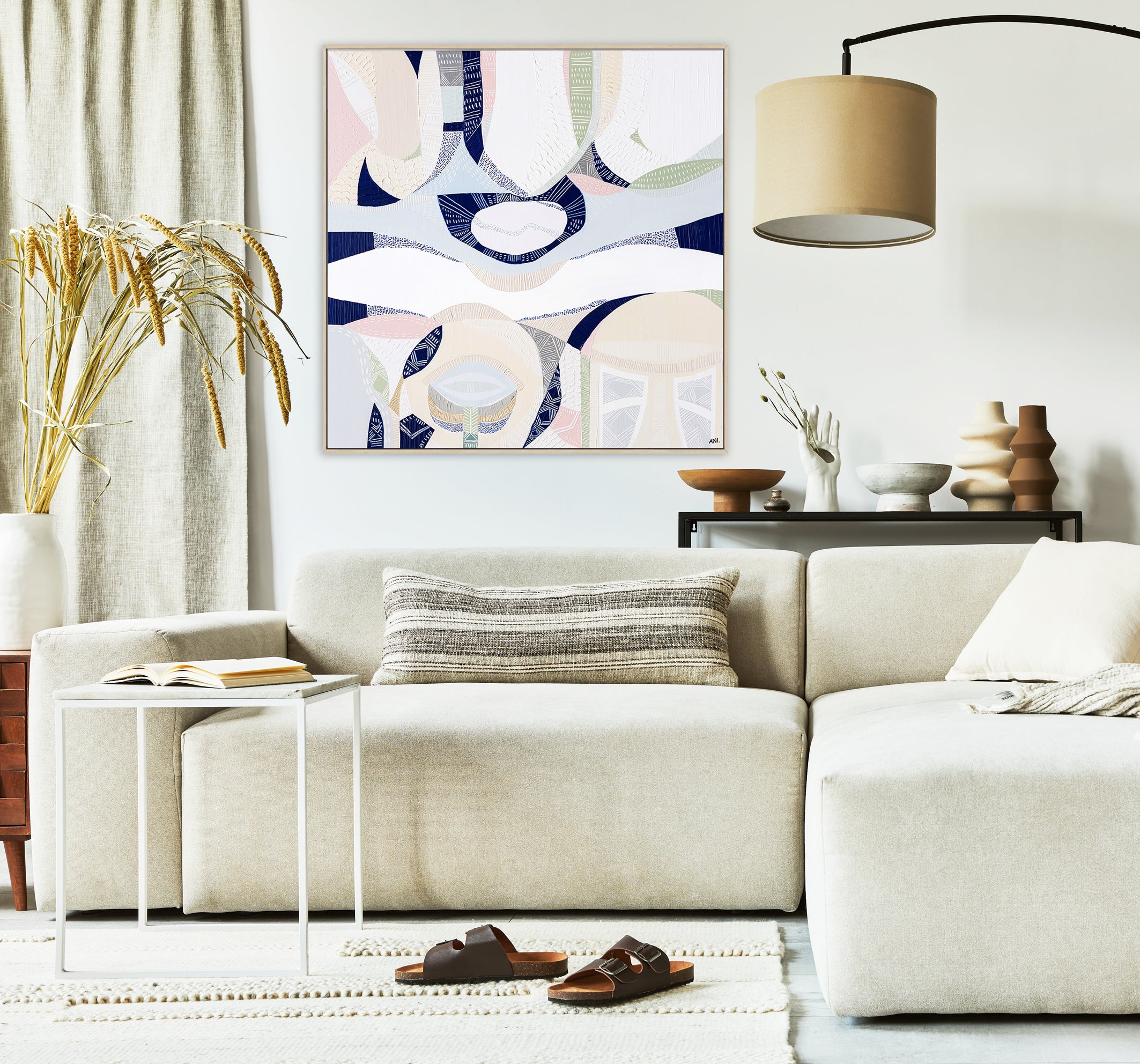 "Yarra Bend" – Original abstract landscape painting by Australian artist Ani Ipradjian, inspired by Melbourne’s Yarra River and bushland parklands, featuring textured natural tones and flowing organic forms.