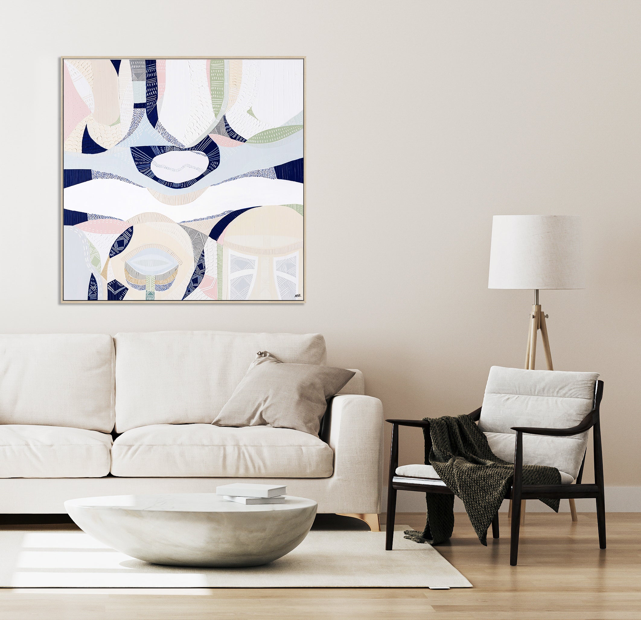 "Yarra Bend" – Original abstract landscape painting by Australian artist Ani Ipradjian, inspired by Melbourne’s Yarra River and bushland parklands, featuring textured natural tones and flowing organic forms.