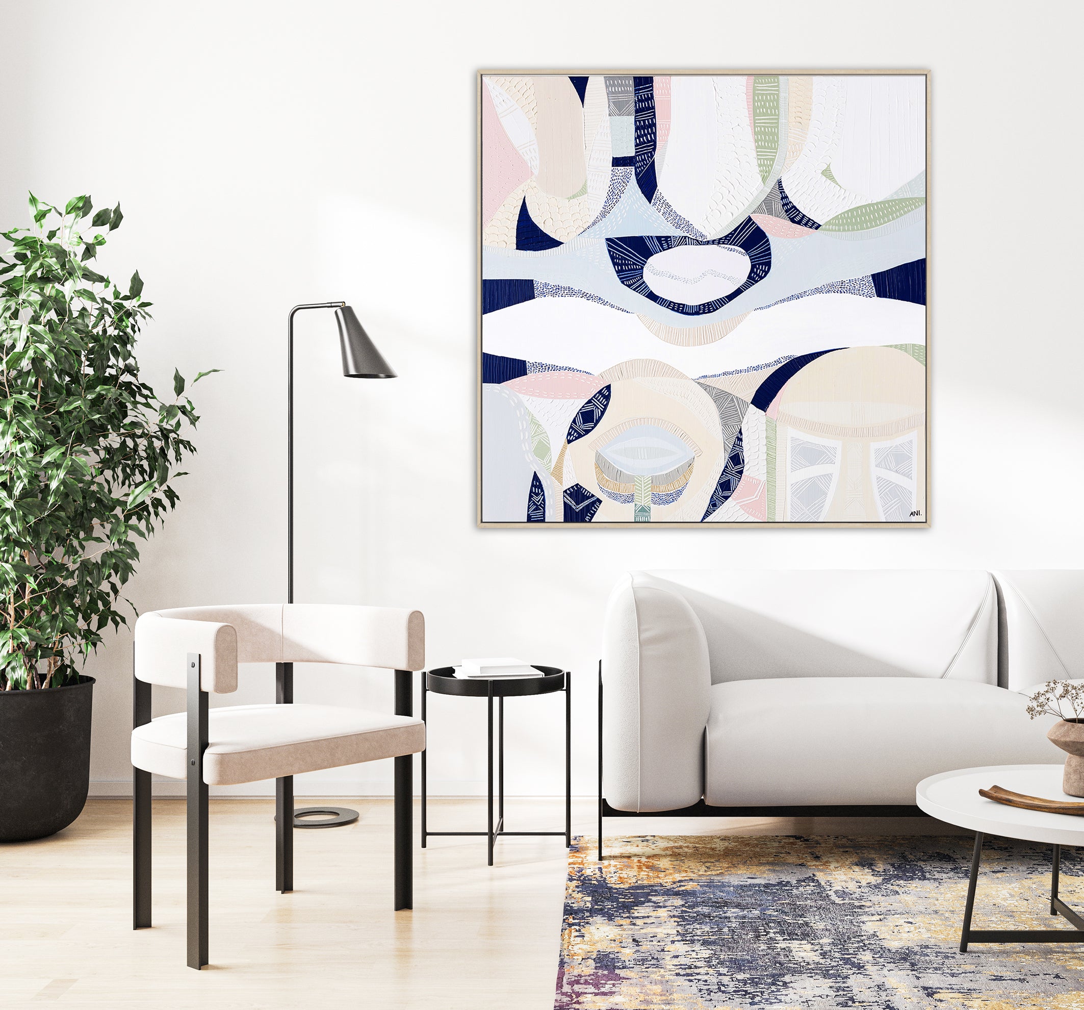 "Yarra Bend" – Original abstract landscape painting by Australian artist Ani Ipradjian, inspired by Melbourne’s Yarra River and bushland parklands, featuring textured natural tones and flowing organic forms.